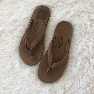 RAINBOW • Flirty Braidy Leather Sandals Size Small Dark Brown Single strap